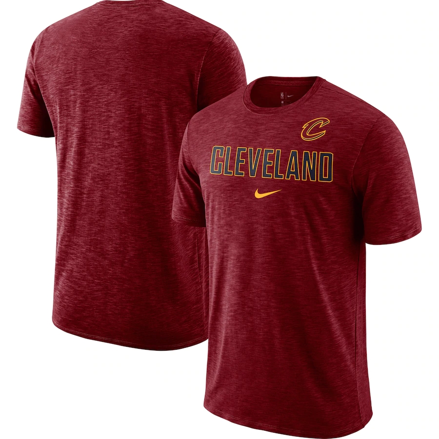 2020 NBA Men Nike Cleveland Cavaliers Heathered Wine Essential Facility Slub Performance TShirt->nba t-shirts->Sports Accessory